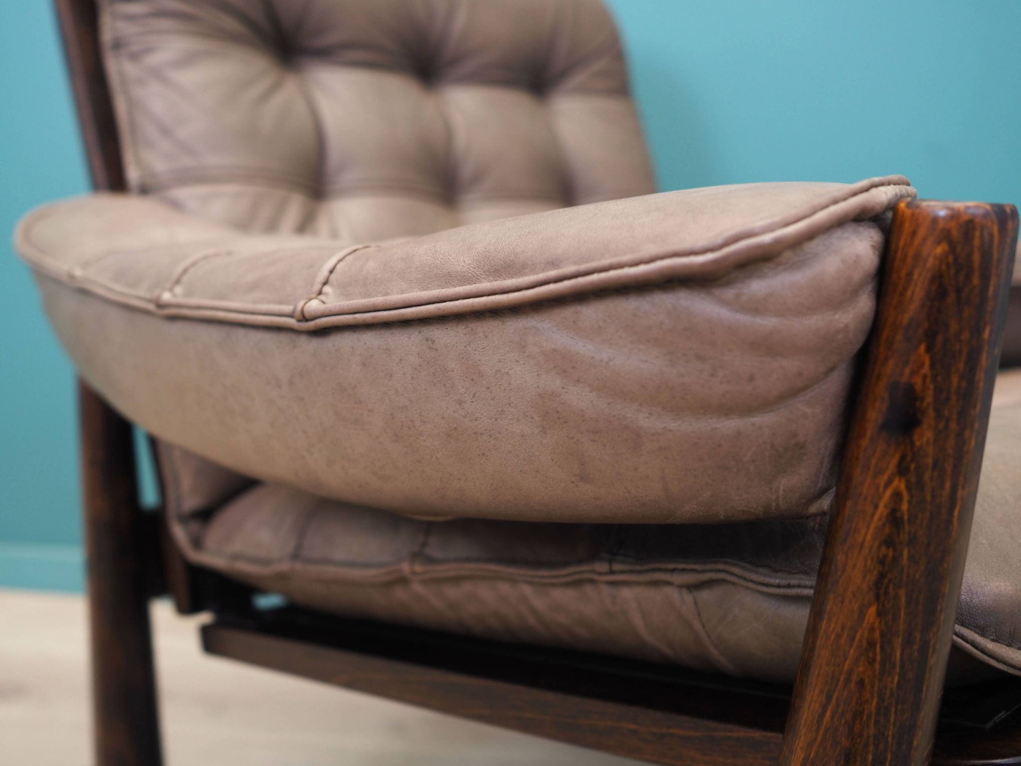 Leather armchair, Danish design, 1960s, manufactured by Genega Møbler