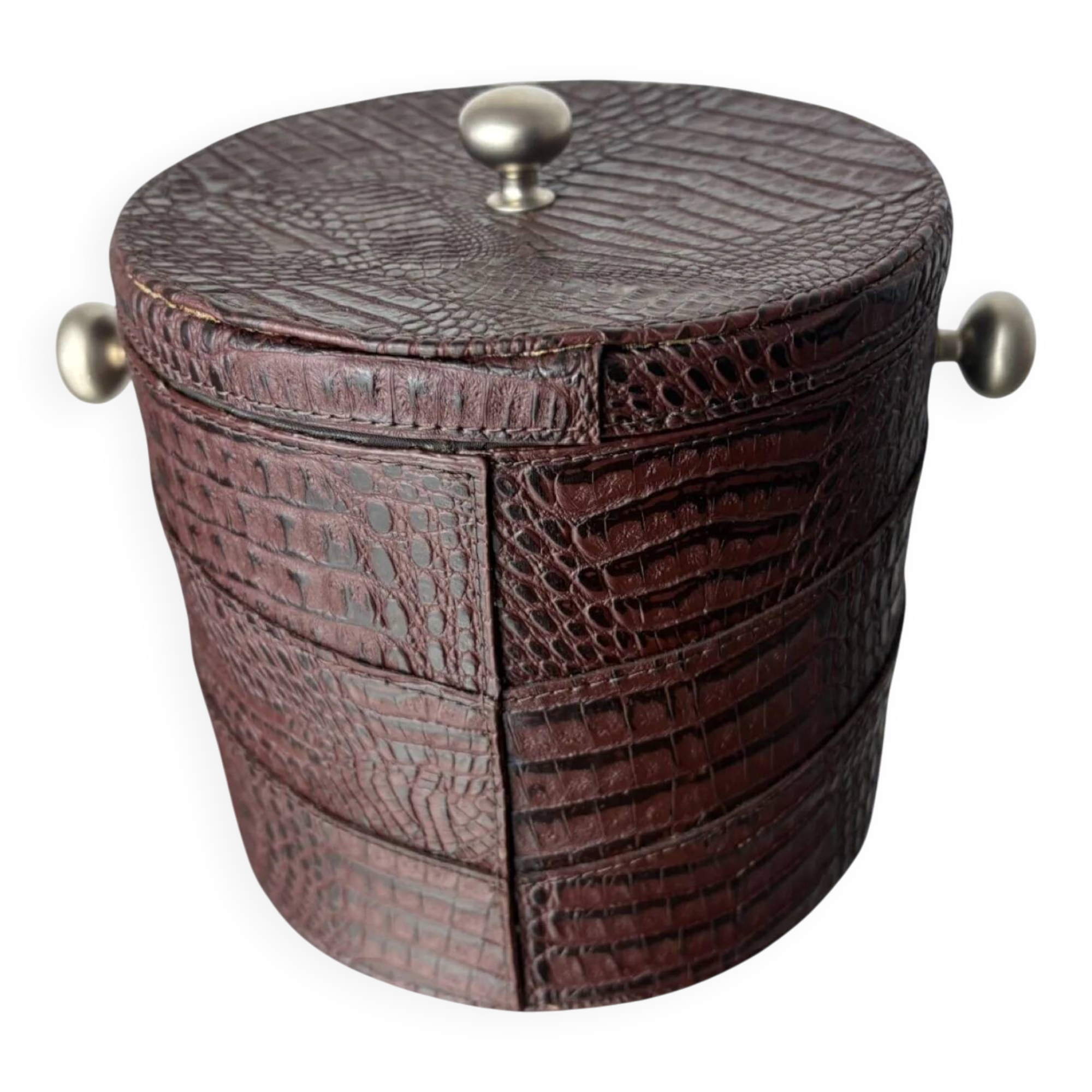 Regency leather ice bucket with tongs, Italy, 1970s
