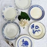 Old flat plates mismatched in earthenware