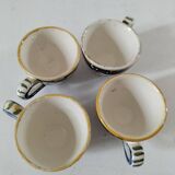 Set of 4 miniature earthenware cups with Old Rouen decor