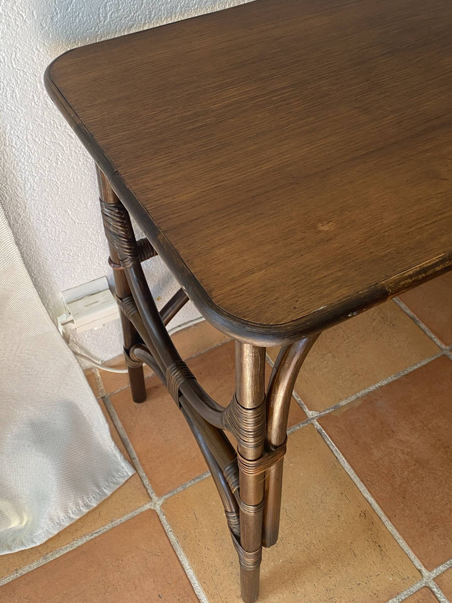 Rattan desk with three drawers