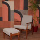 Armchair and ottoman in boucle fabric by H. Lis