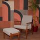 Armchair and ottoman in boucle fabric by H. Lis
