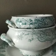 Small soup tureen base, ironstone, St-Amand, Lebacqz & Bouchart "Persian"