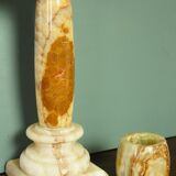 Set of 2 candlesticks in travertine