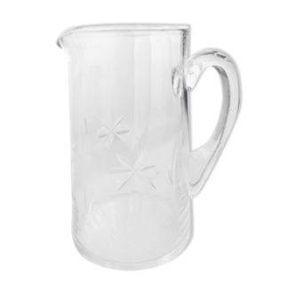 Jug, water decanter or fruit juice in grinded glass
