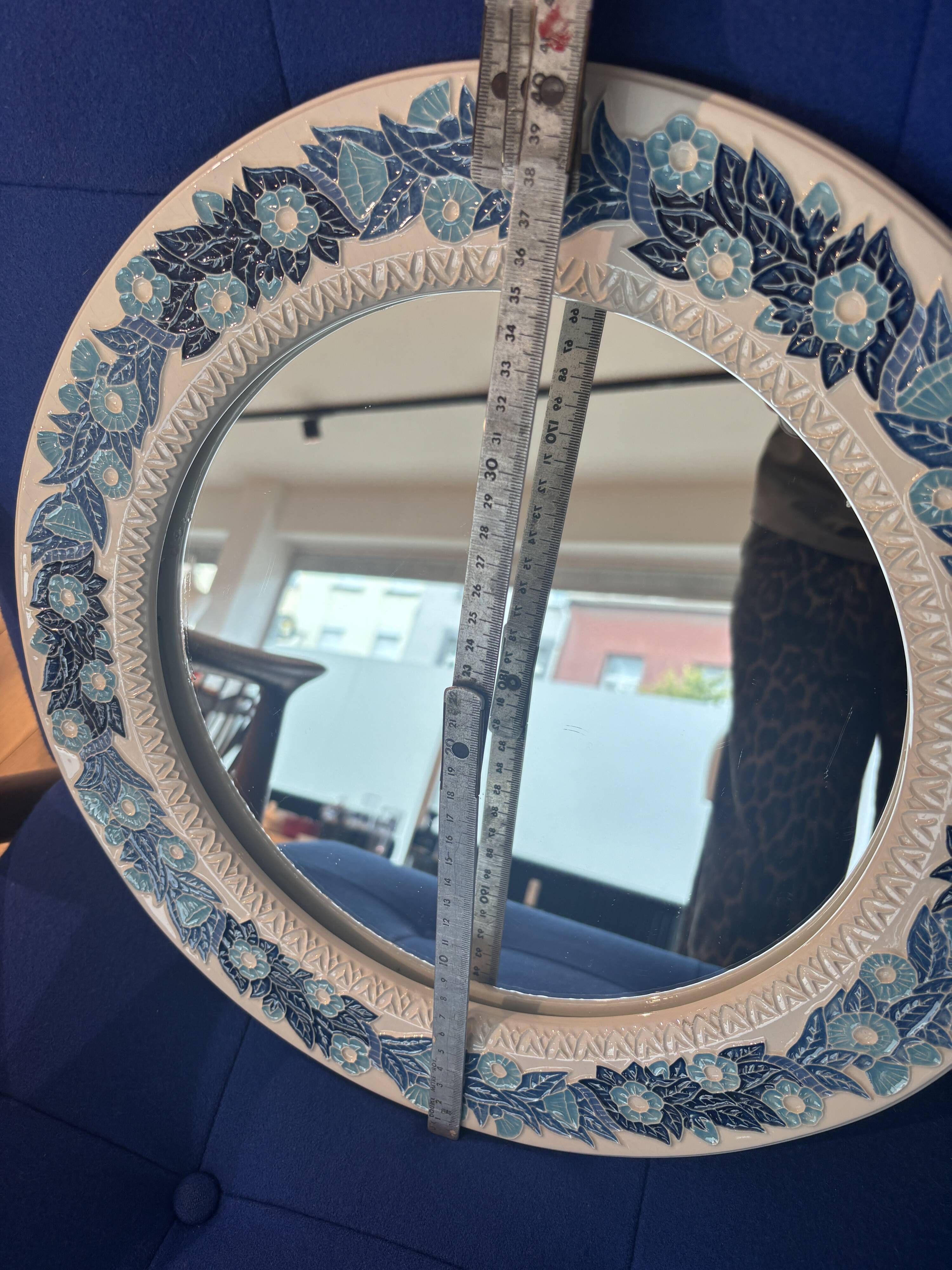 Handmade floral ceramic mirror