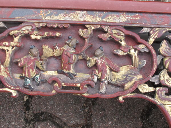 Ancienne tête de lit chinois en bois sculpté