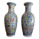 Pair of Chinese thousand flower vases - 20th century pink family period - 31 cm