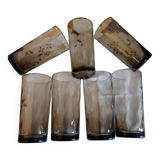Large vintage smoked glass lemonade glasses