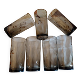 Large vintage smoked glass lemonade glasses