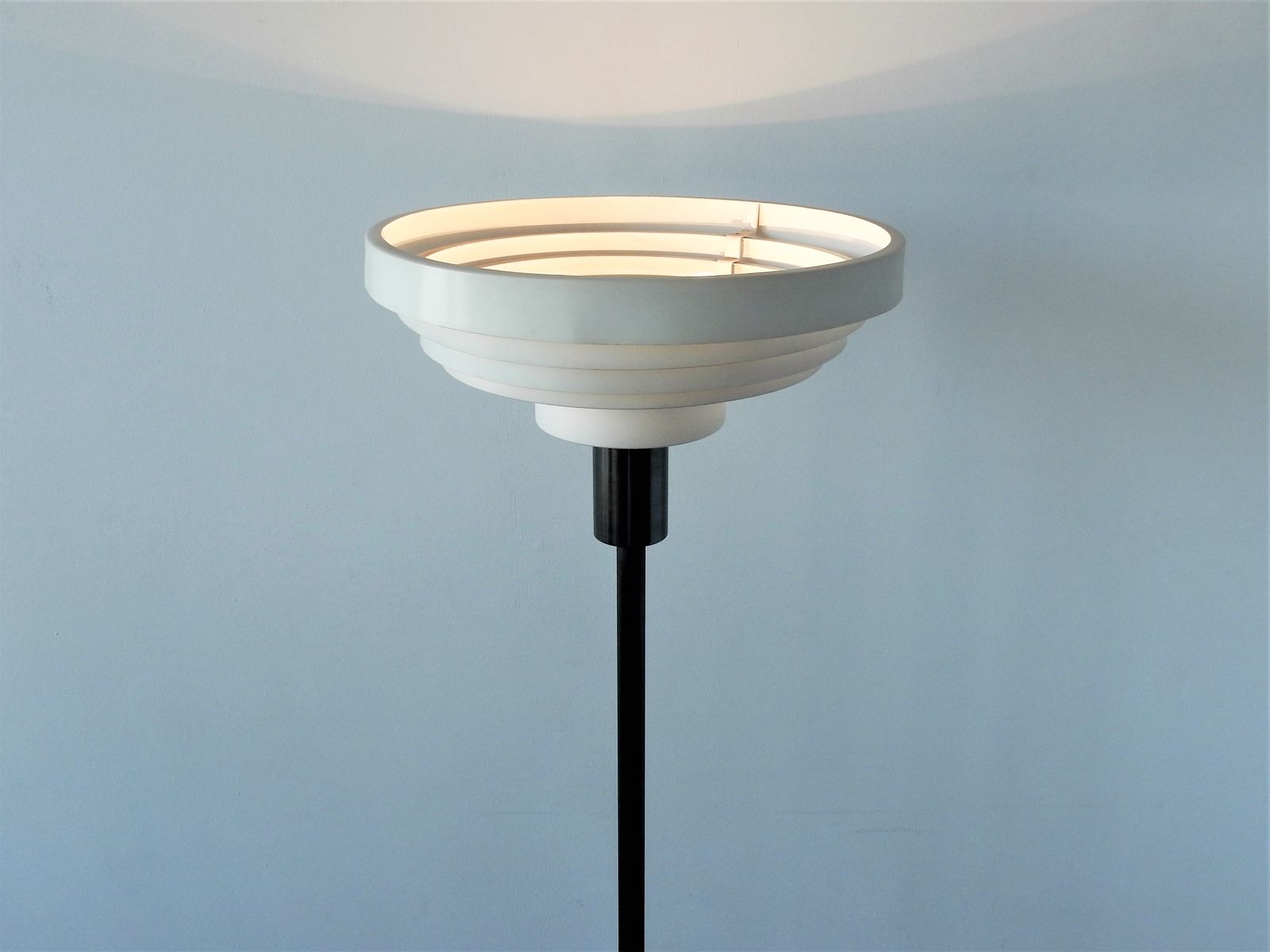 Vintage lamppost with 1970s ring-shaped lampshade