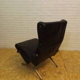 Tecno P40 chaise longue  , cuir noir