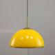 Mid-Century Italian Yellow Glass and Brass Pendant Lamp