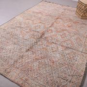 Pale Vintage Moroccan Rug 197 x 306 cm, Berber Wool Rug, Handmade Rug Boho