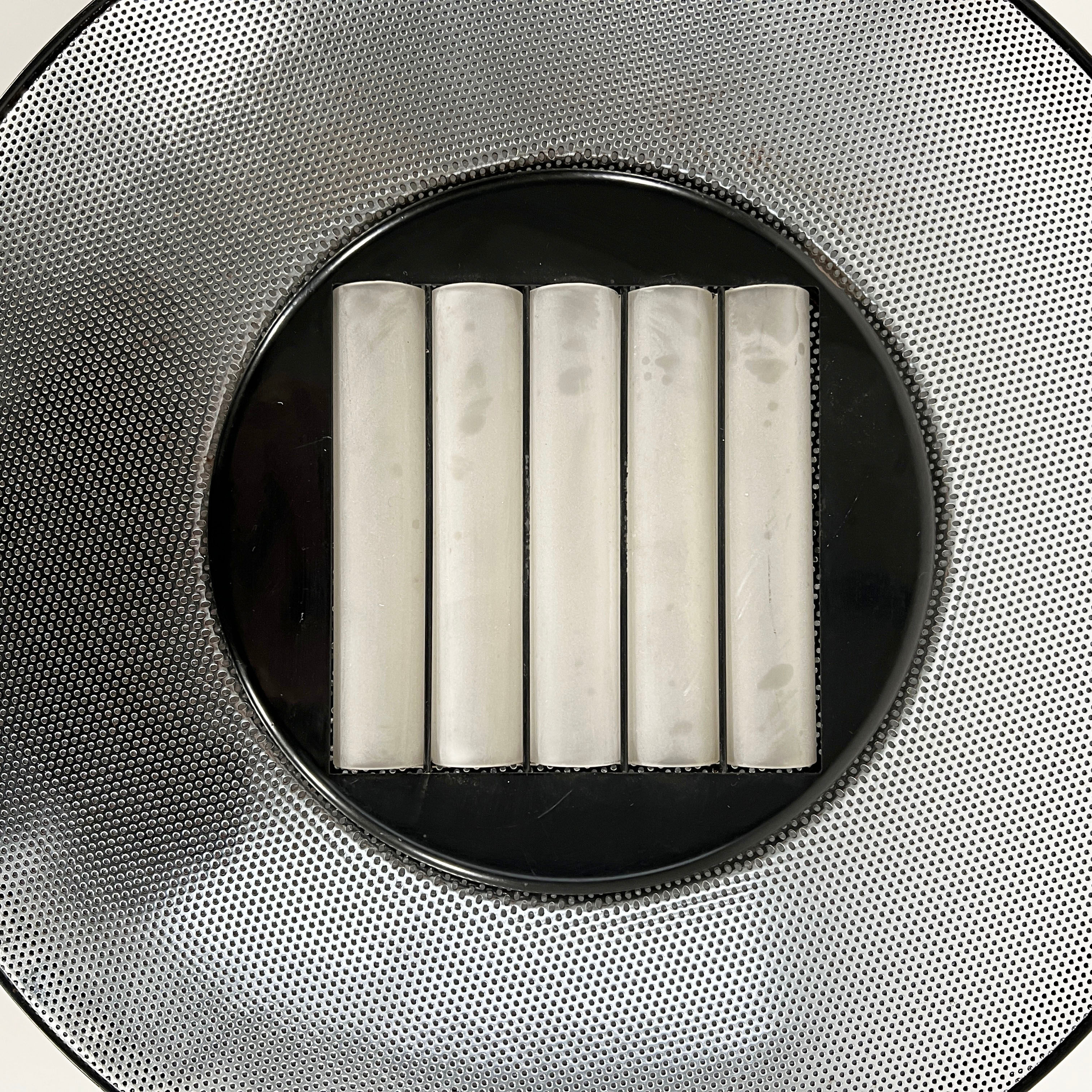 Postmodern wall lamp or ceiling lamp in metal and silver glass, 1980