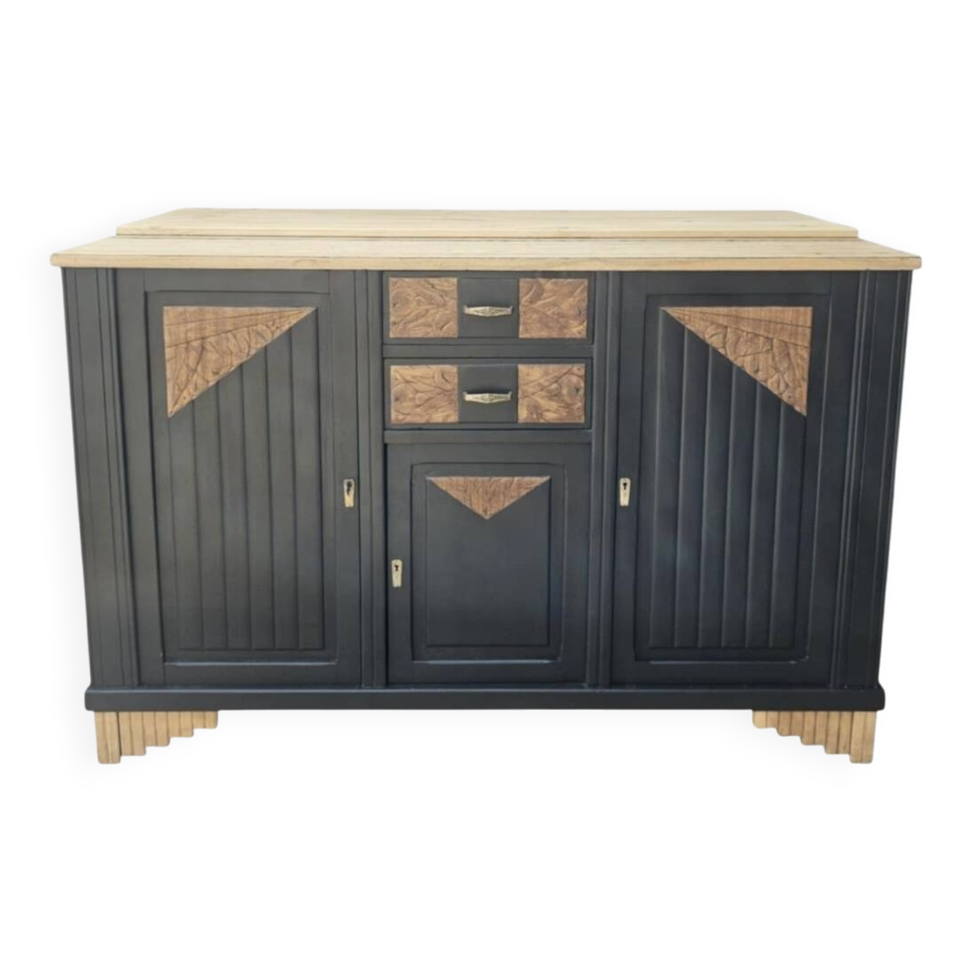 Black and wood art deco sideboard