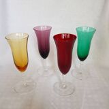 4 flûtes à champagne multicolores