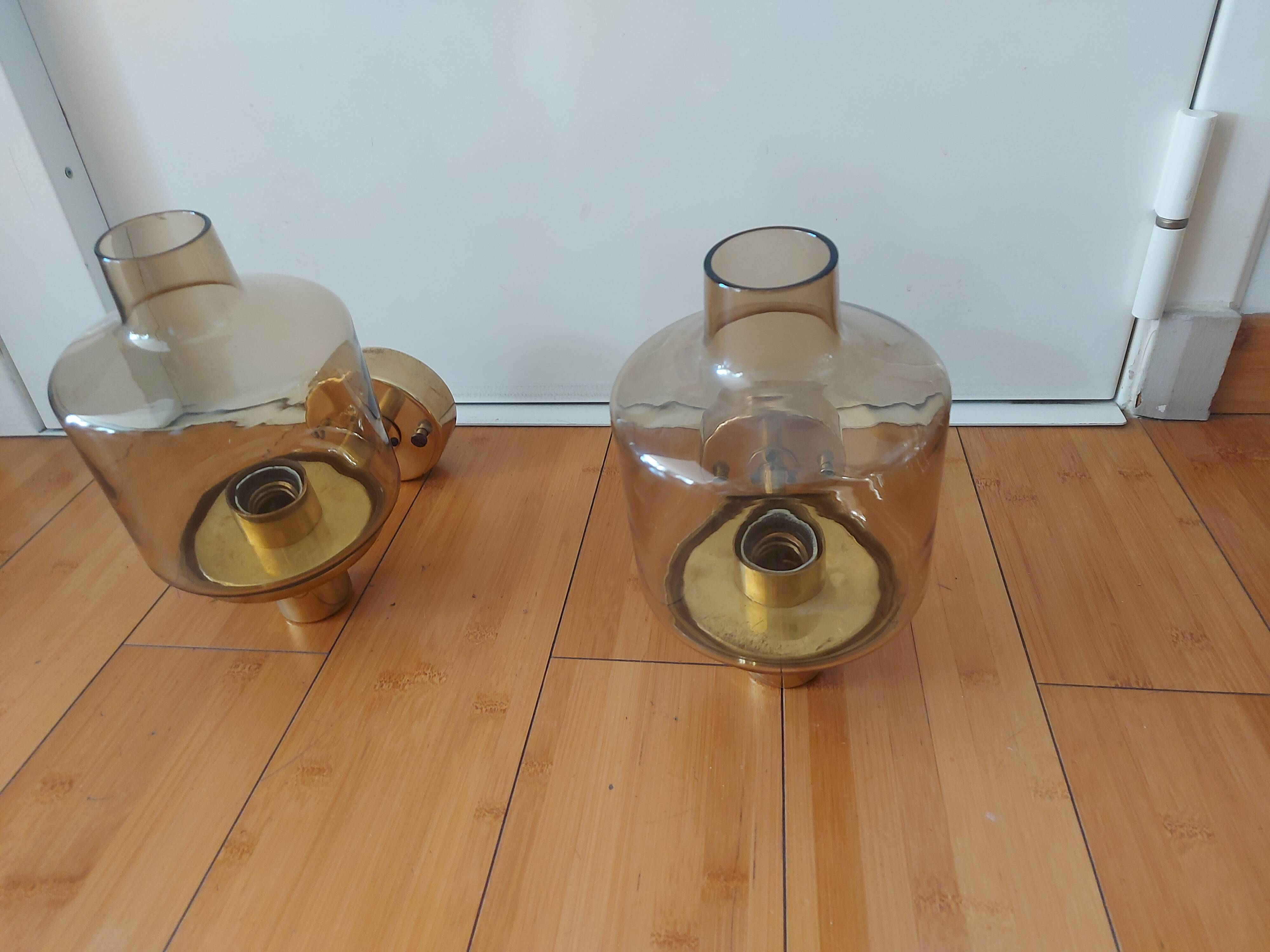 Pair of 60'S brass wall lamps, Hans Agne Jakobsson, model V212A