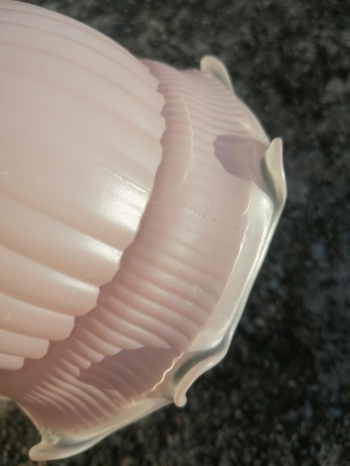 Vintage pink molded glass walker