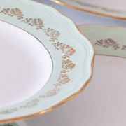 6 green old L'Amandinoise's dessert plates