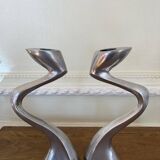 Swan candlestick pair by Matthew Hilton