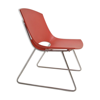 Fauteuil assise plastique rouge vintage années 80 design