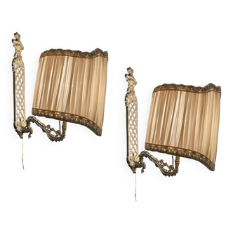 Lot de 2 appliques en laiton des années 1960