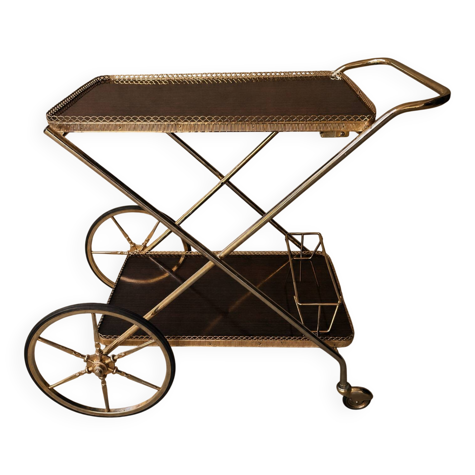 Brass dessert table with rosewood effect 1970