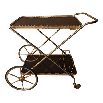Brass dessert table with rosewood effect 1970