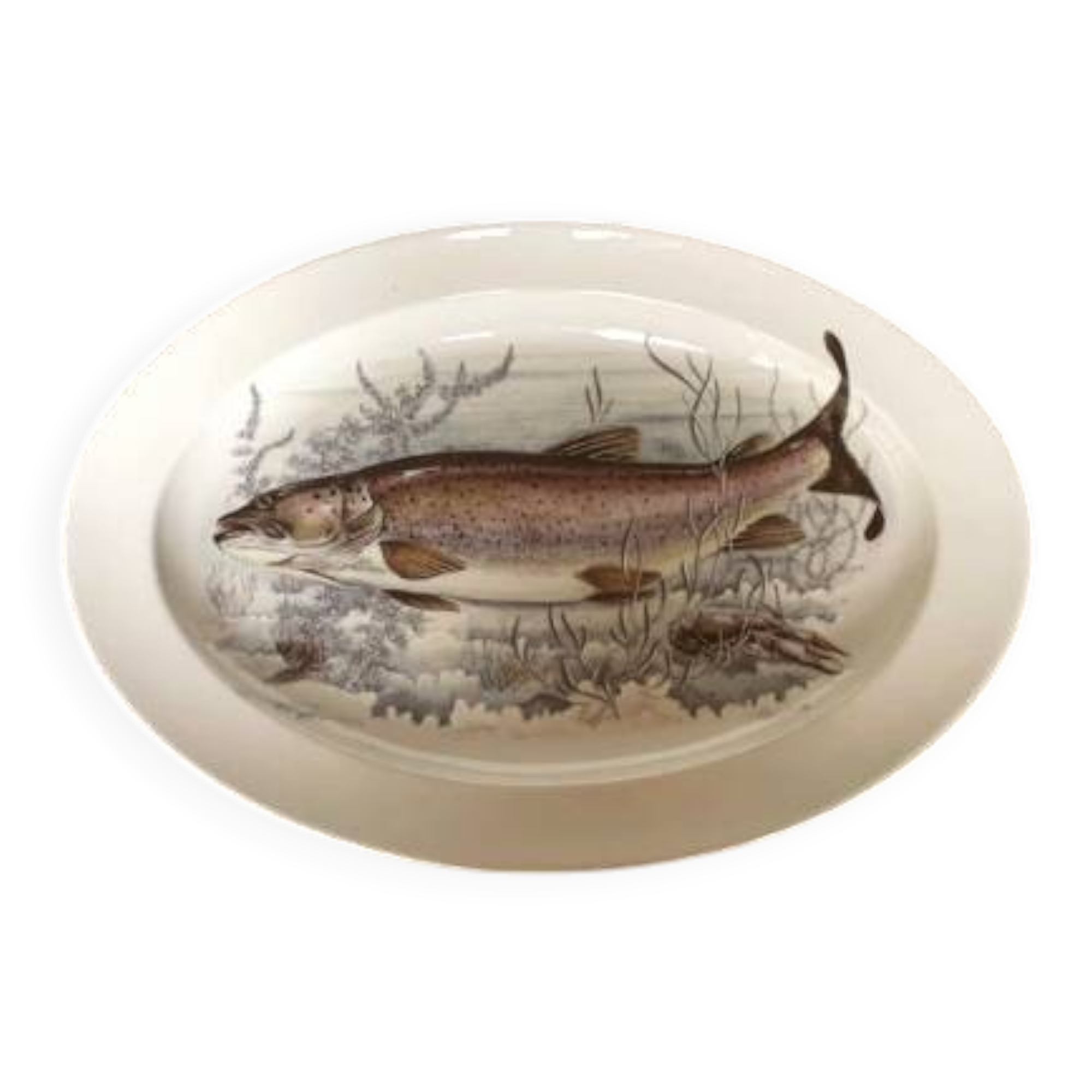 1 large oval fish platter in Limoges porcelain