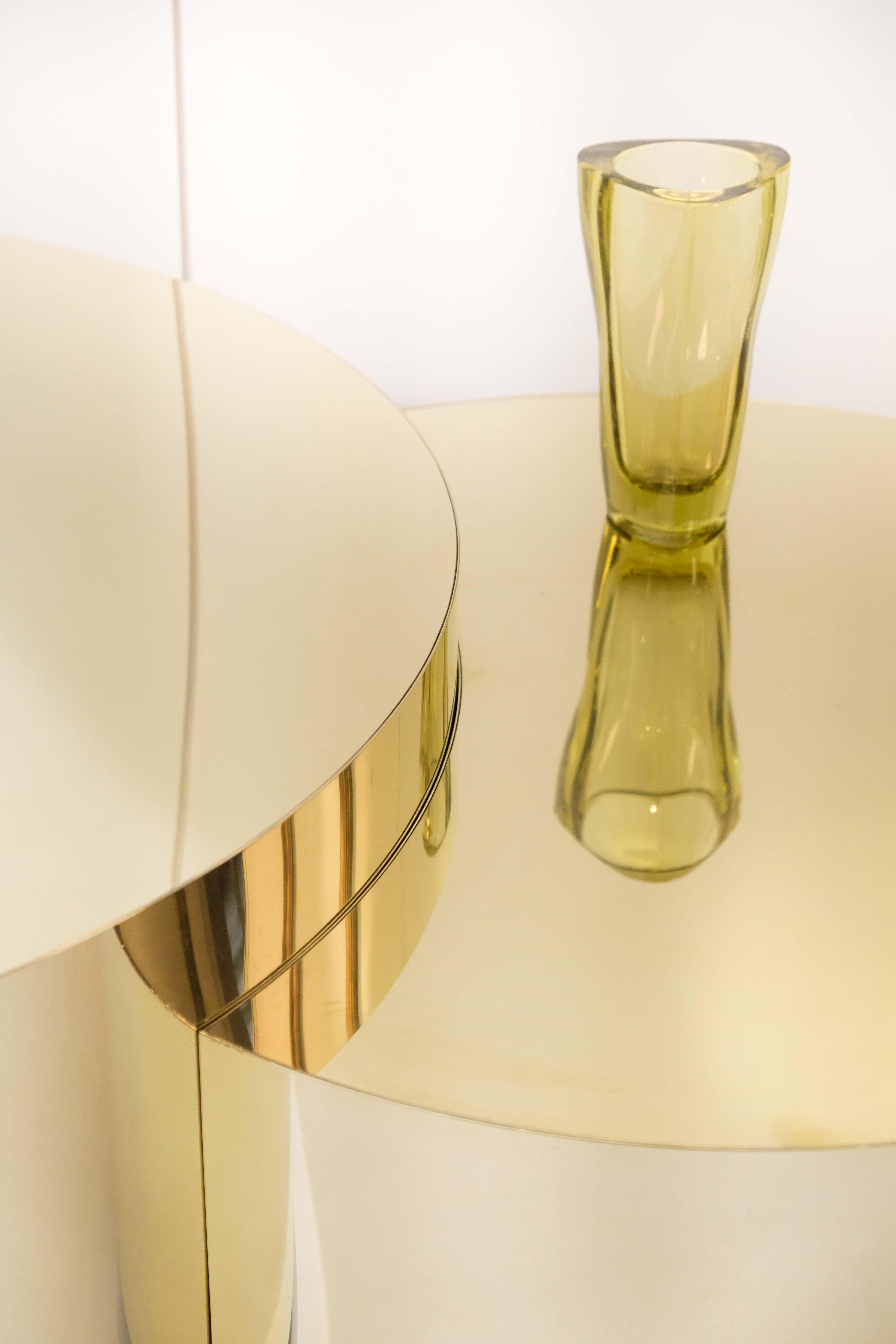 Contemporary handcrafted brass coffee table