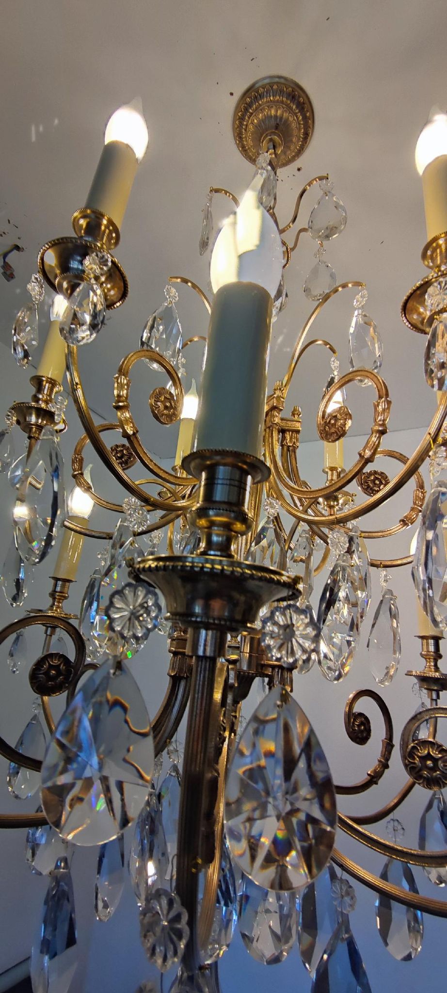 Crystal and bronze chandelier 12 arms of light
