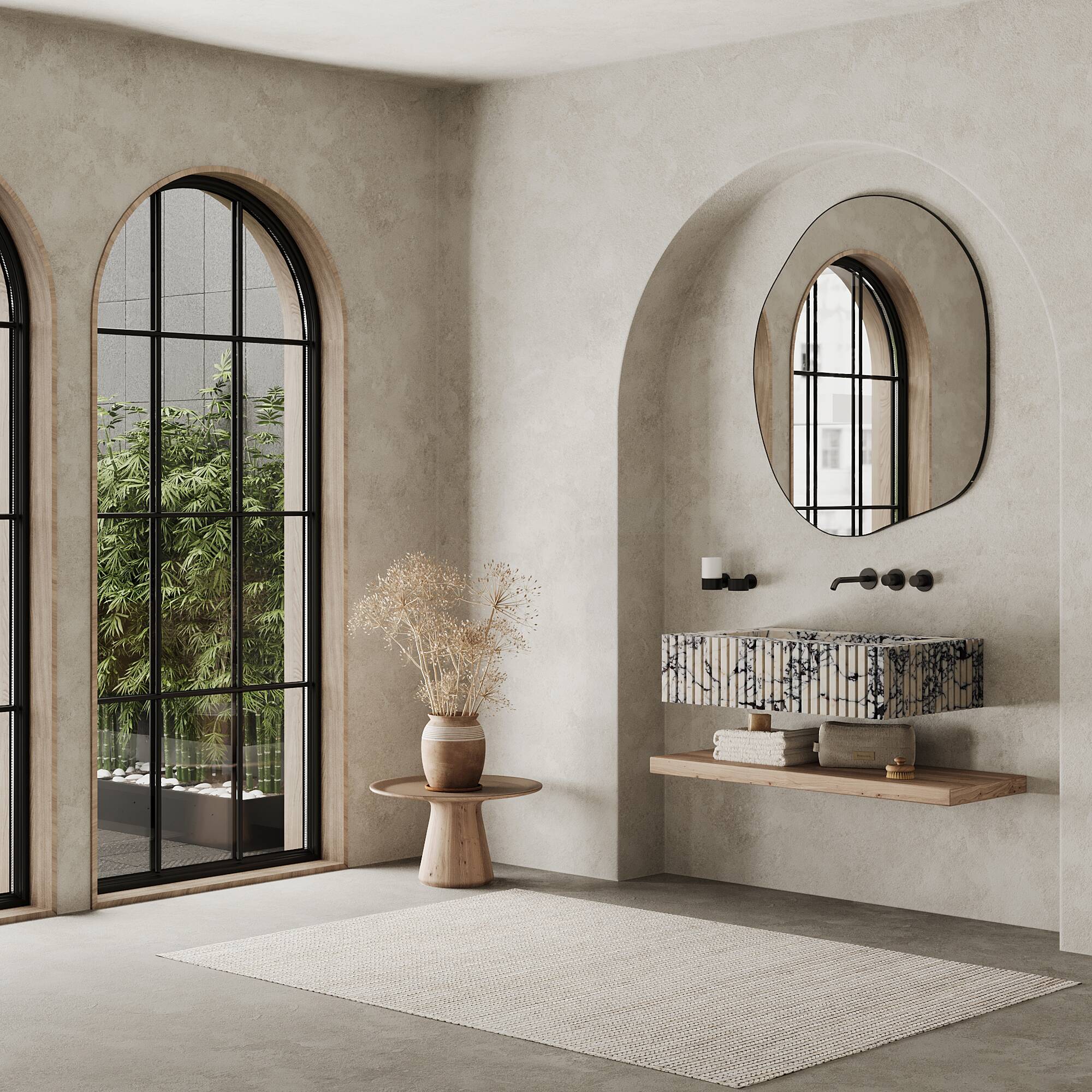 Luca - Grooved Marble Sink - Calacatta Viola - Medium