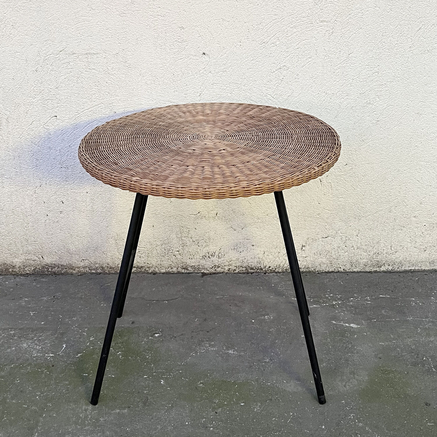 Vintage wicker side table from the 60s