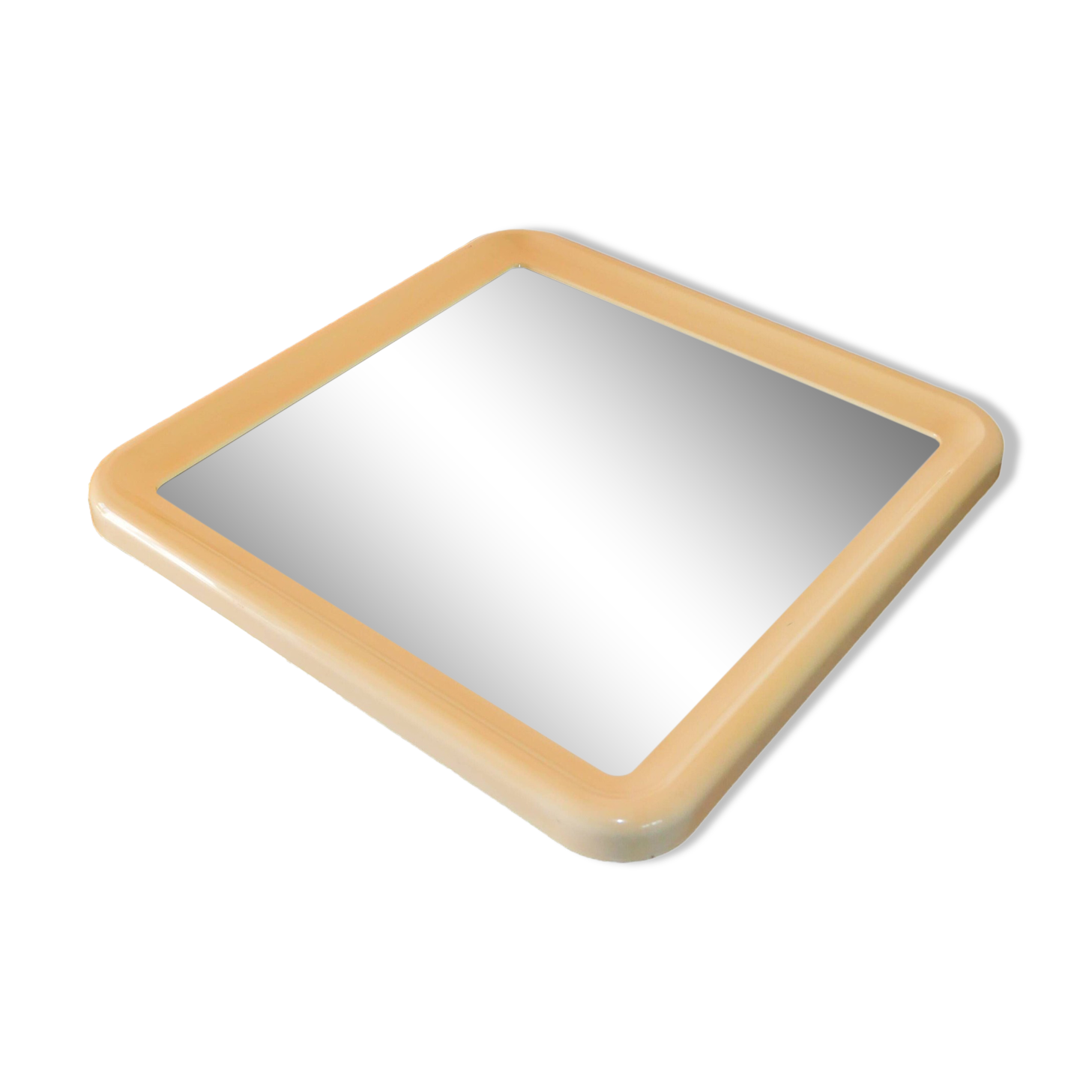 Ecru square plexiglass mirror, Made in Italy, 1970