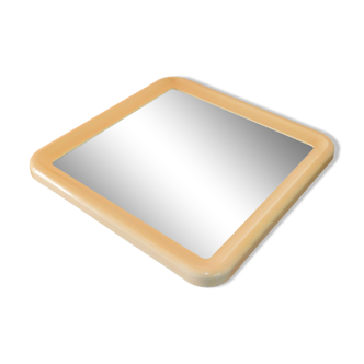 Ecru square plexiglass mirror, Made in Italy, 1970