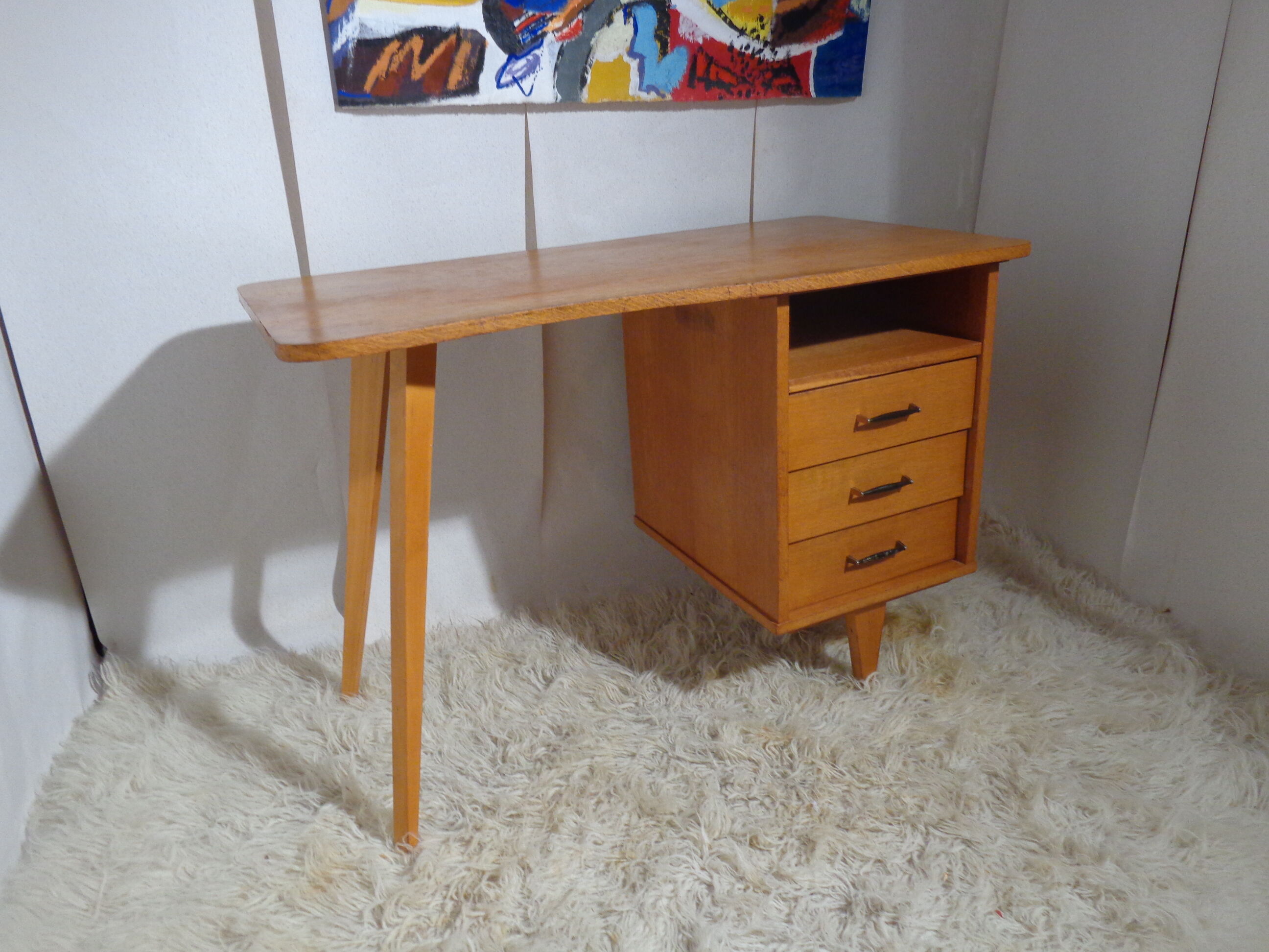 Vintage desk shape bean feet compass year 60