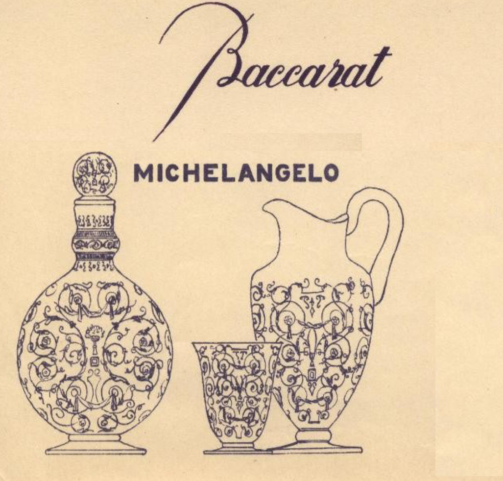 Art-Deco vase in Baccarat crystal, Michelangélo model, engraved with arabesques and signed