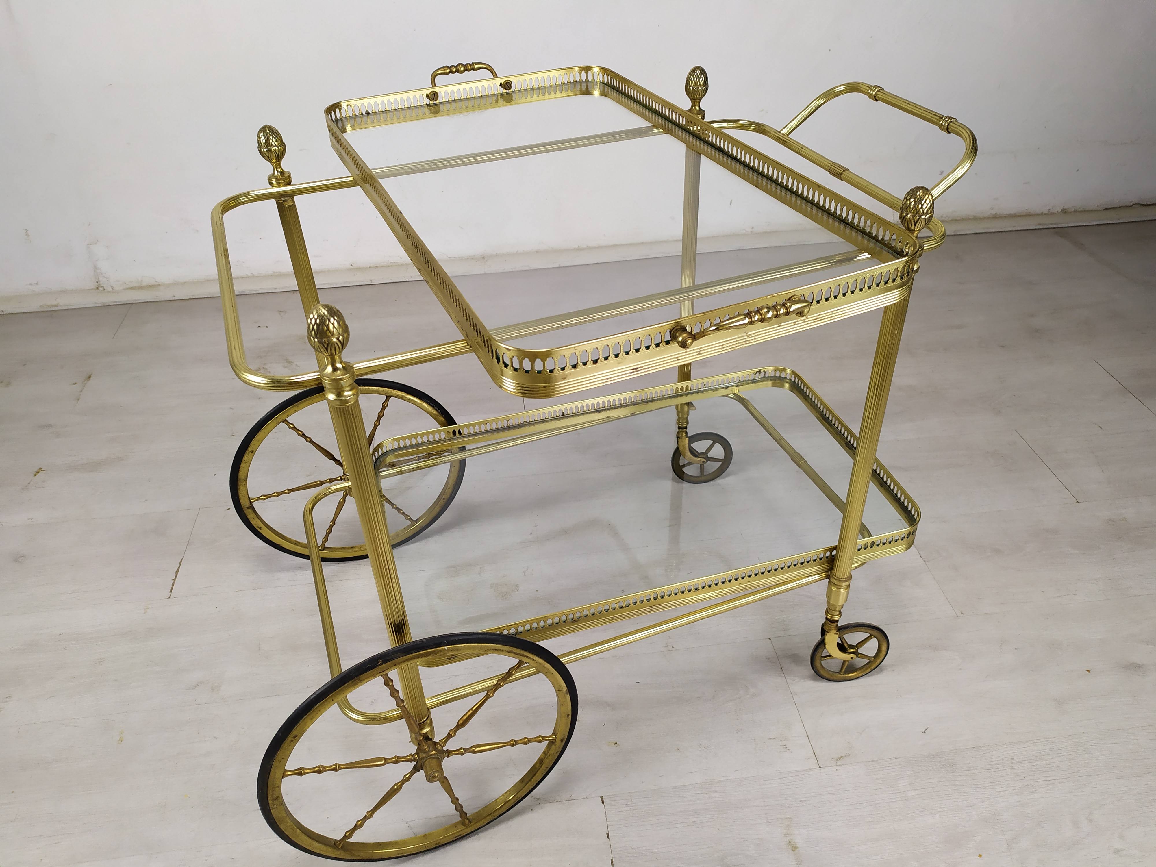 Vintage brass bar trolley service