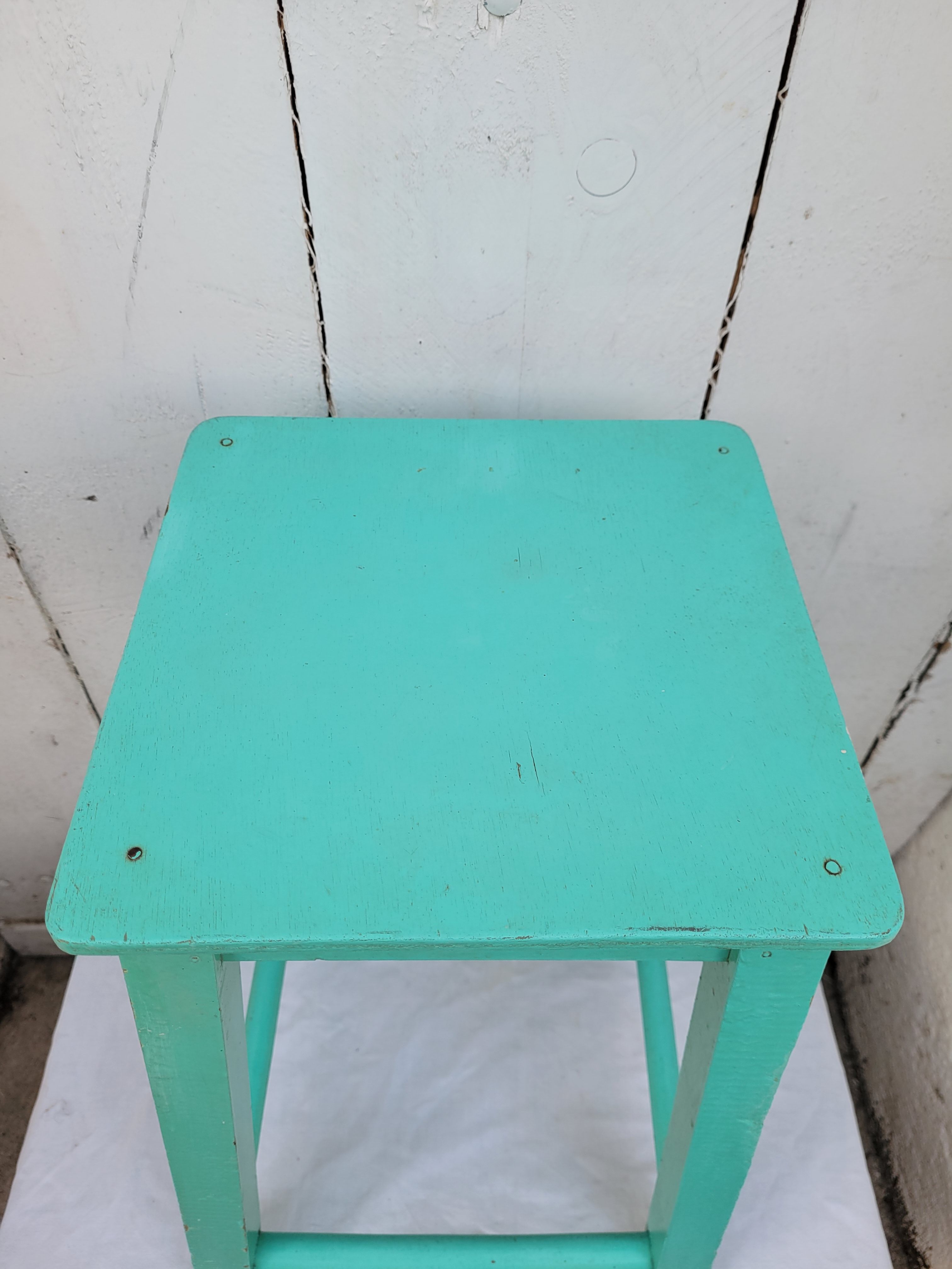 Blue wooden stool