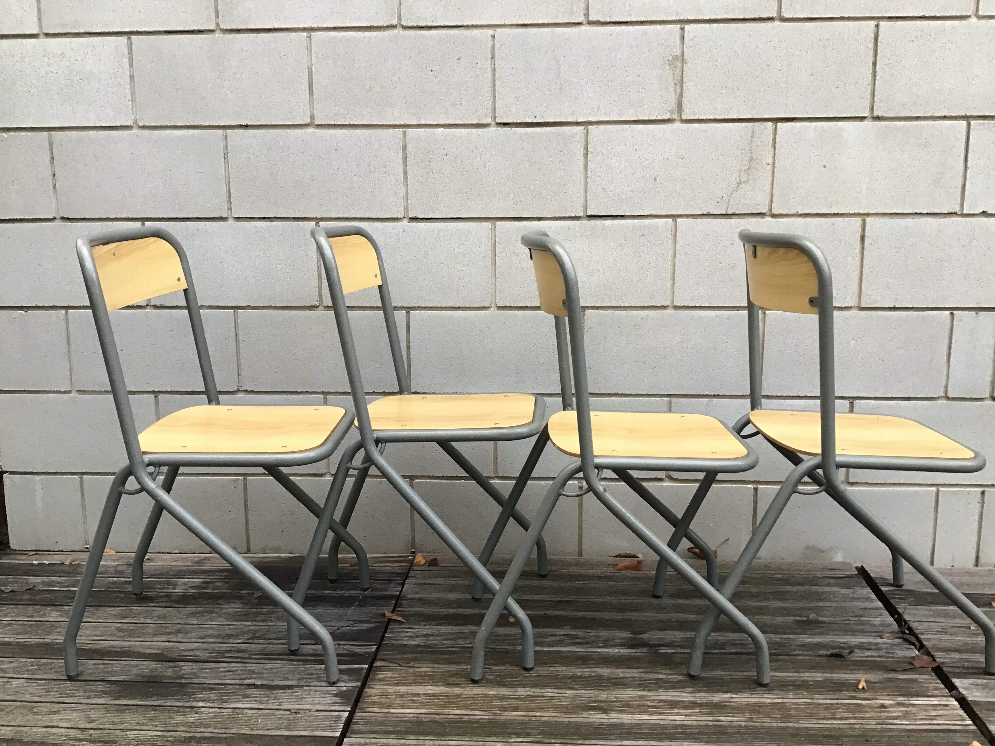 School chair child light wood grey (x4)