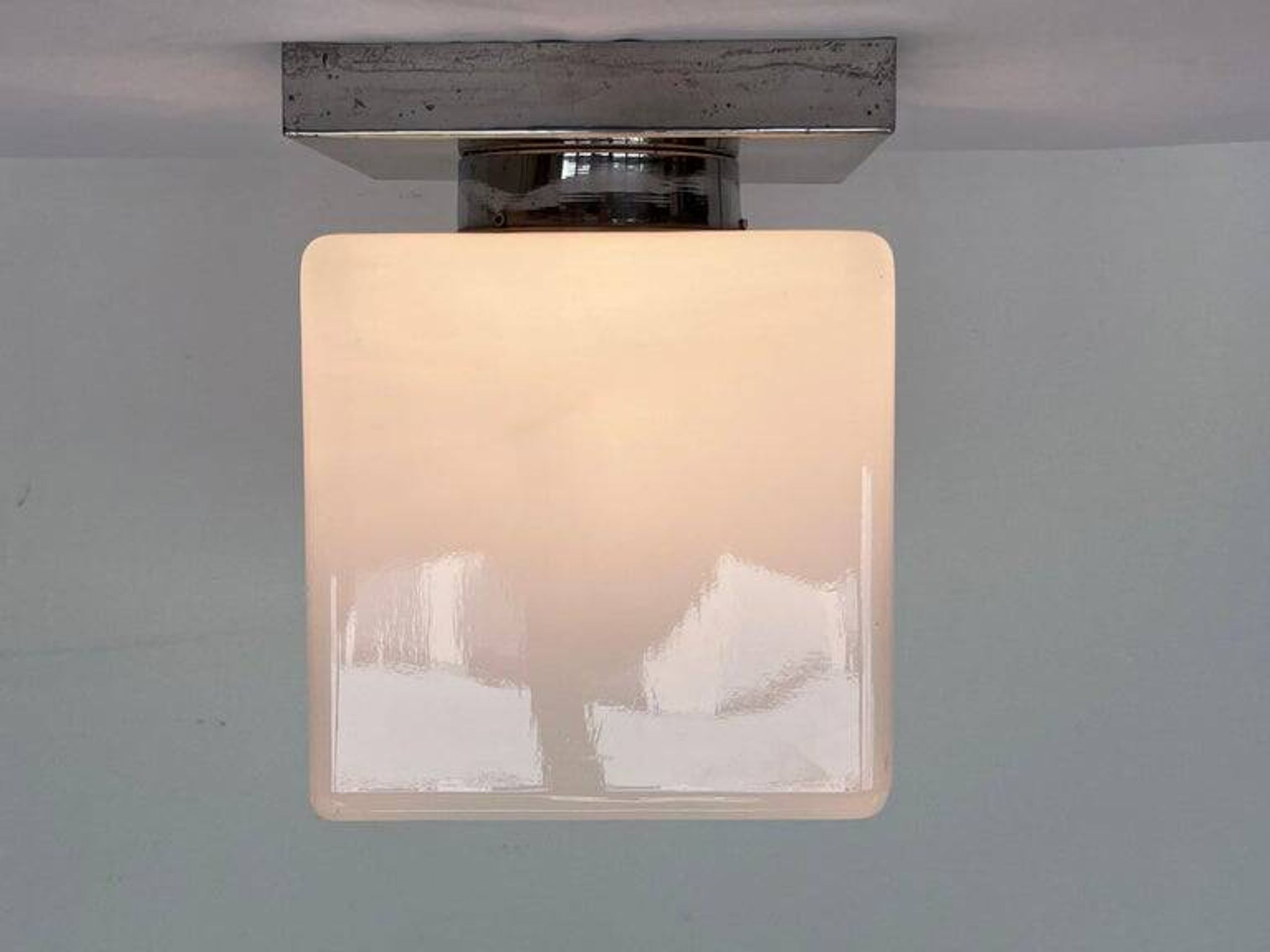 Ceiling lamp / flush mount 'Bauhaus in chrome and glass, 1930s