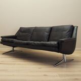 Brown leather sofa, Danish design, 1970s, designer: Werner Langenfeld, manu