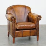 Cowhide Leather Armchair with Deep Warm Colors