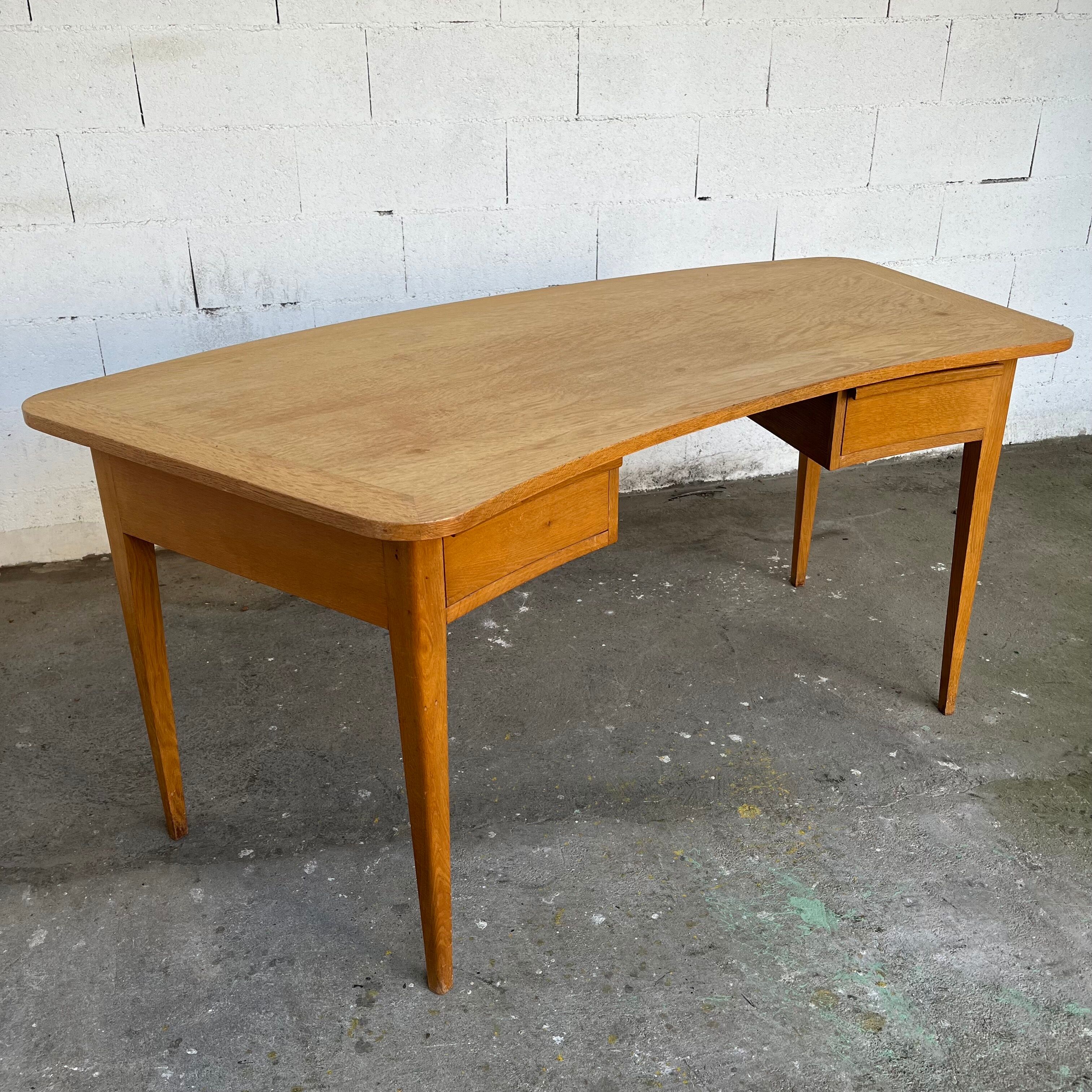Curved oak desk - 40s