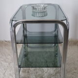 Side table serving chrome and vintage glass 70