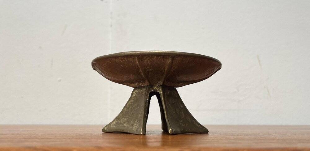 Brutalist bronze candlestick from the mid-century, 1960s.