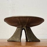 Brutalist bronze candlestick from the mid-century, 1960s.