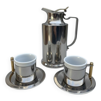 Balzano 3-piece metal and porcelain coffee set, Made in Italy